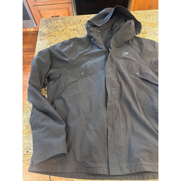 Gymshark Mens Hooded Jacket Black XL Full Zip Athletic Outerwear - Picture 4 of 9